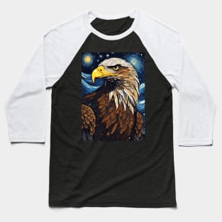 Portrait of Eagle Animal Painting in a Van Gogh Starry Night Art Style Baseball T-Shirt